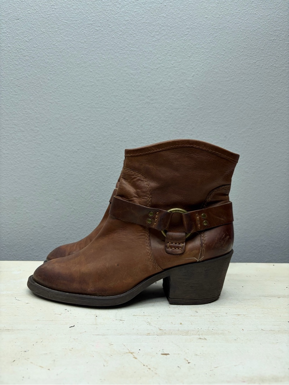 Lucky Brand Brown Leather Bambi Harness Ankle Boots Size 9.5